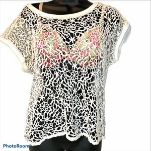 Cotton cover up top, Sz. Med. White, loose fit